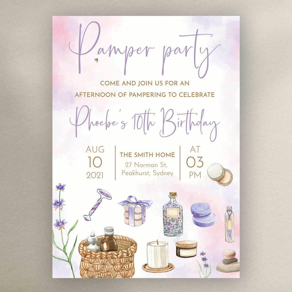 Pamper Birthday Invitation Girls nail party