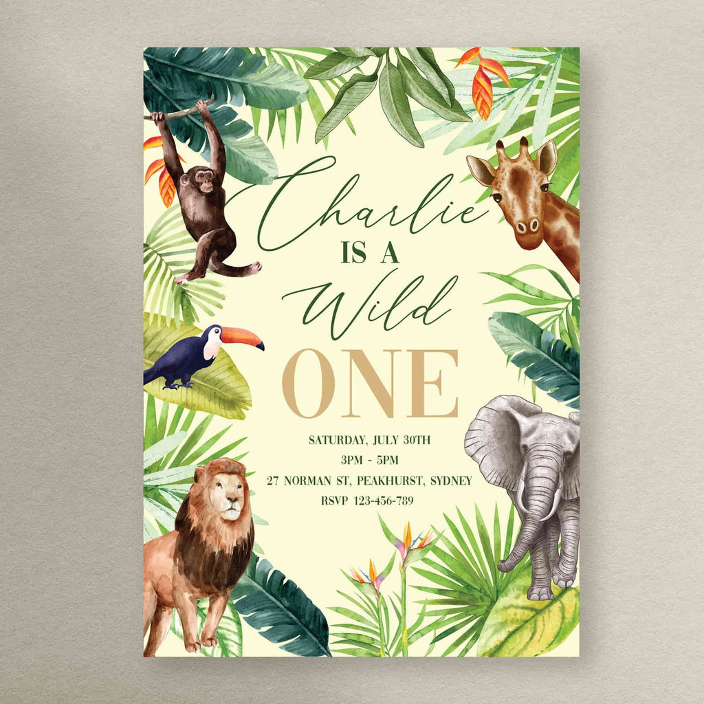 Jungle Birthday Invitation Wild One