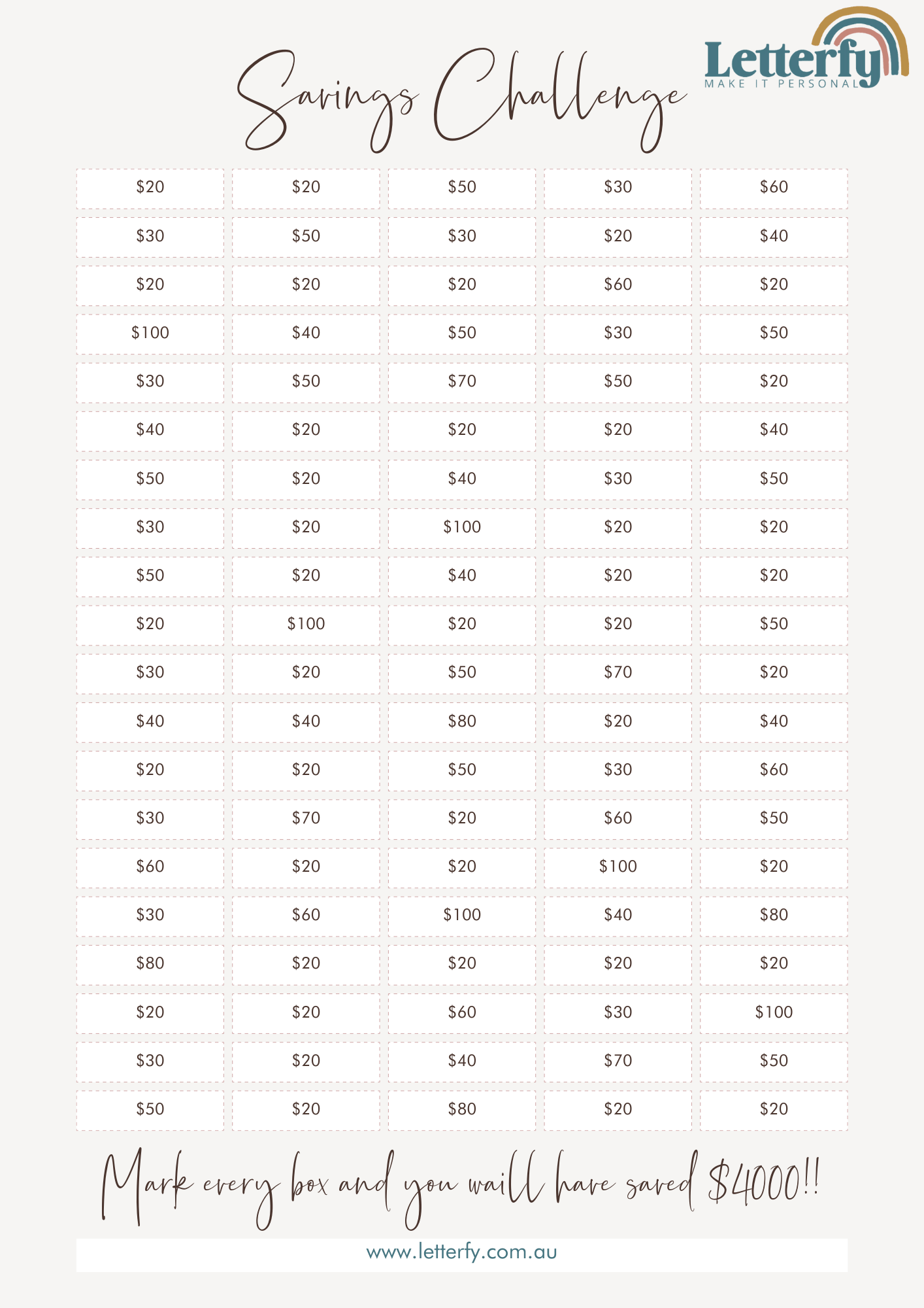 free Savings Challenge download