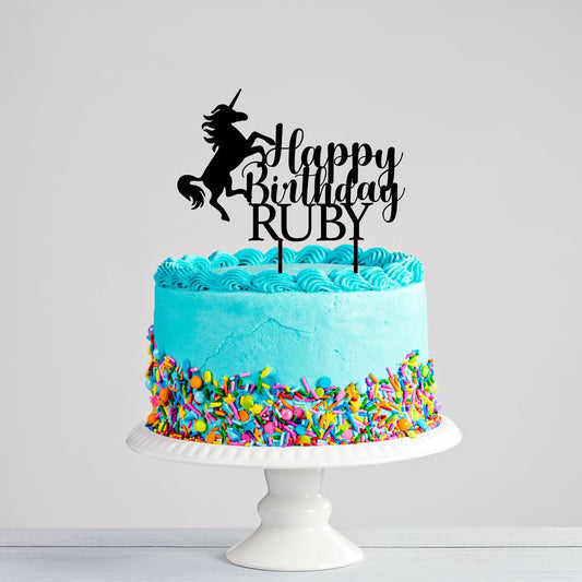 Custom Unicorn Birthday Cake Topper - Girls Birthday Party - Personalised Cake Toppers - Letterfy 