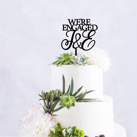 We're Engaged Cake Topper