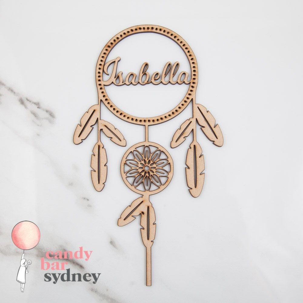 Custom Dream Catcher with Name Cake Topper - Personalised Cake Topper - Boho Party - Letterfy 