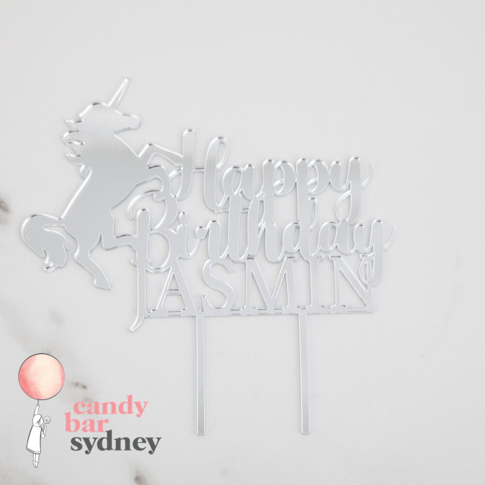 Custom Unicorn Birthday Cake Topper - Girls Birthday Party - Personalised Cake Toppers - Letterfy 