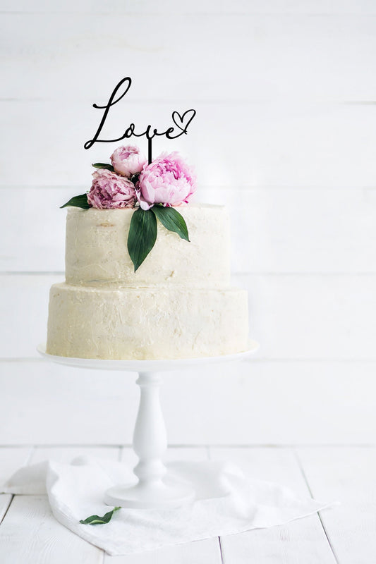 Love & Heart Wedding Cake Topper - Rose Gold Engagement Party - Custom Wedding Cake Topper - Letterfy 