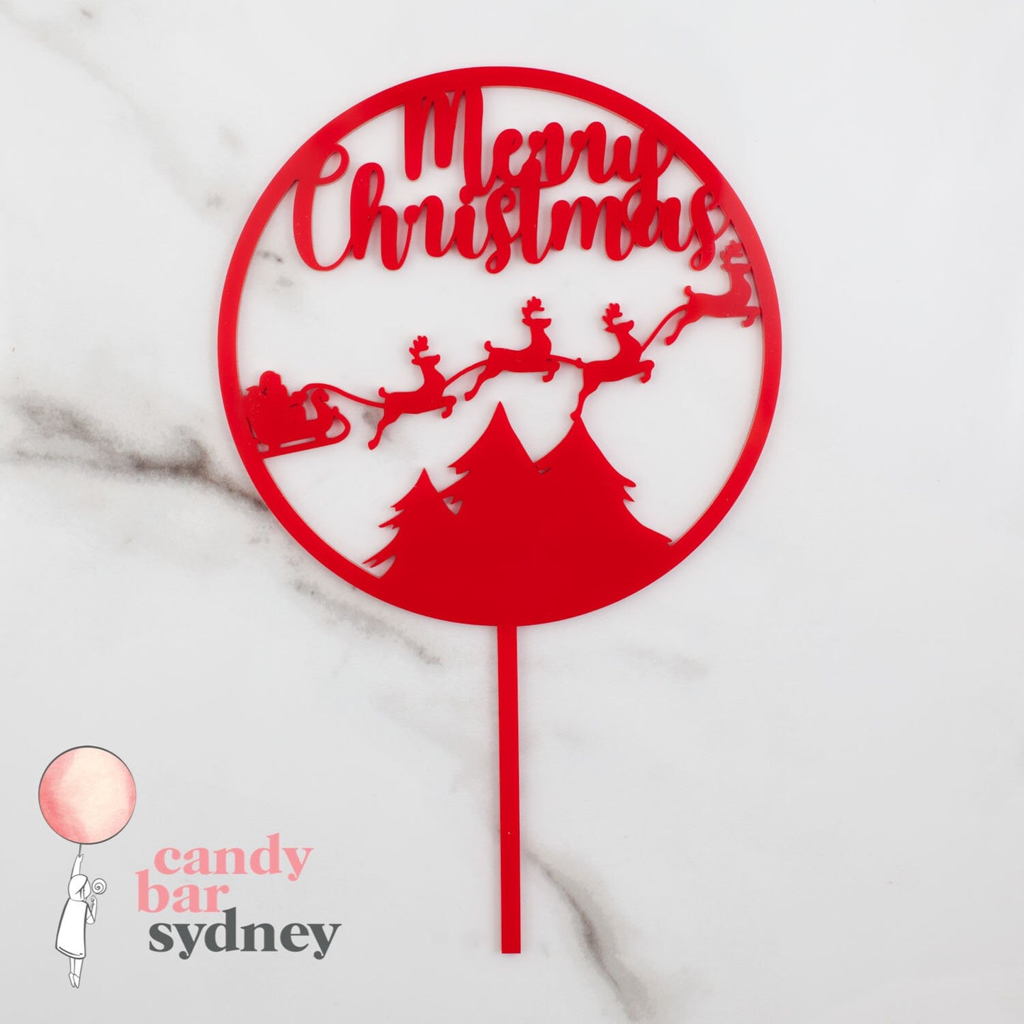 Round Santa Sleigh Christmas Cake Topper - Christmas Decorations - Letterfy 