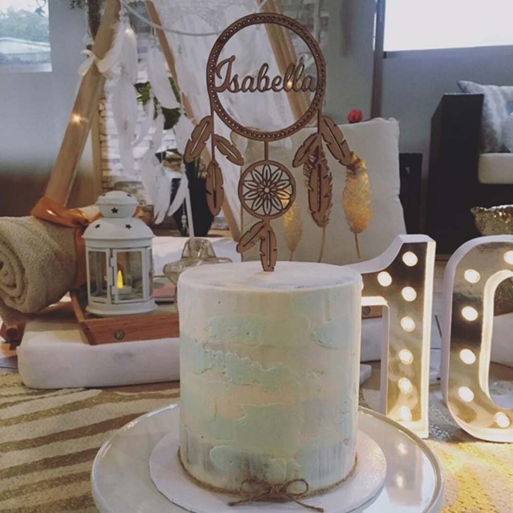 Custom Dream Catcher with Name Cake Topper - Personalised Cake Topper - Boho Party - Letterfy 