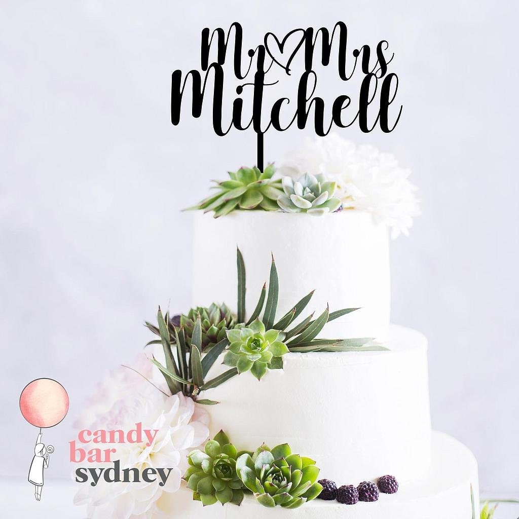 Mr & Mrs Personalised Wedding Cake Topper Style 1 - Wedding Cake Decorations - Custom Cake Toppers - Letterfy 