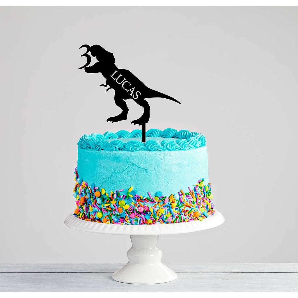 Personalised T-Rex Dinosaur Birthday Cake Topper - Dinosaur Party - Custom Cake Topper - Letterfy 