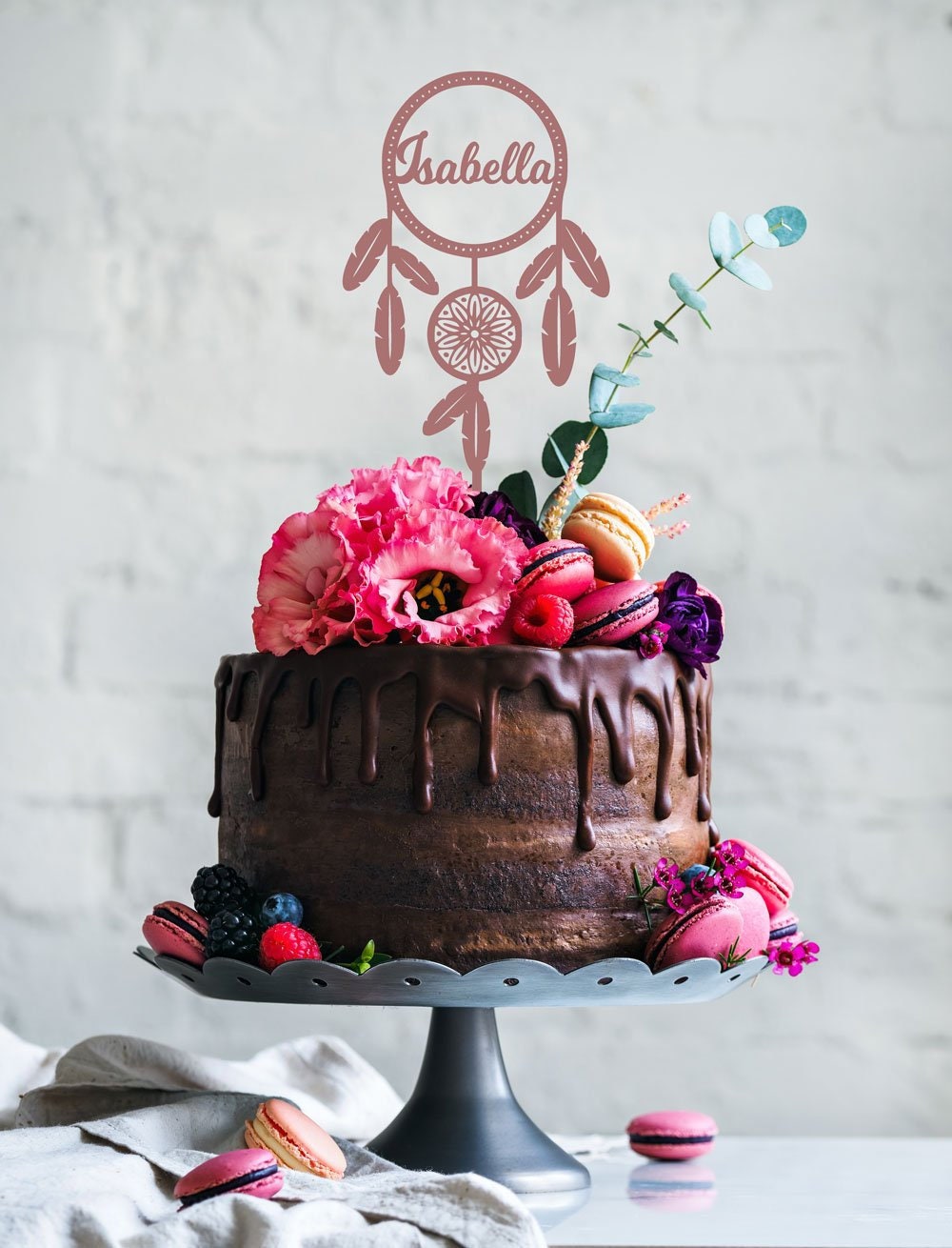 Custom Dream Catcher with Name Cake Topper - Personalised Cake Topper - Boho Party - Letterfy 