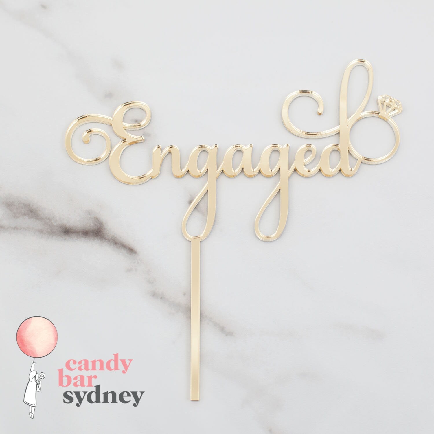 Engaged Cake Topper Style 2 - Engagement Party Cake Topper - Rose Gold Custom Cake Topper - Letterfy 