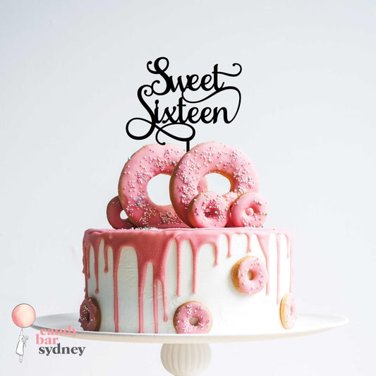 Sweet Sixteen 16th Birthday Cake Topper - Sixteenth Party - Cake Decorations - Letterfy 