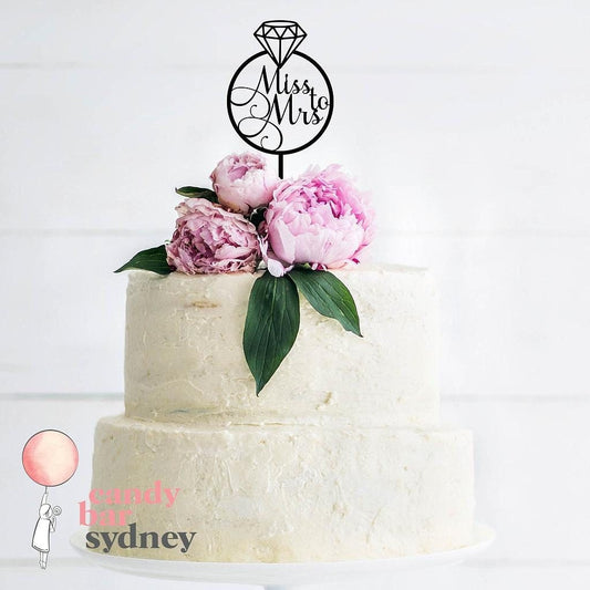 Miss to Mrs Engagement Ring Engaged Cake Topper - Wedding Cake Toppers - Rose gold cake toppers - Letterfy 