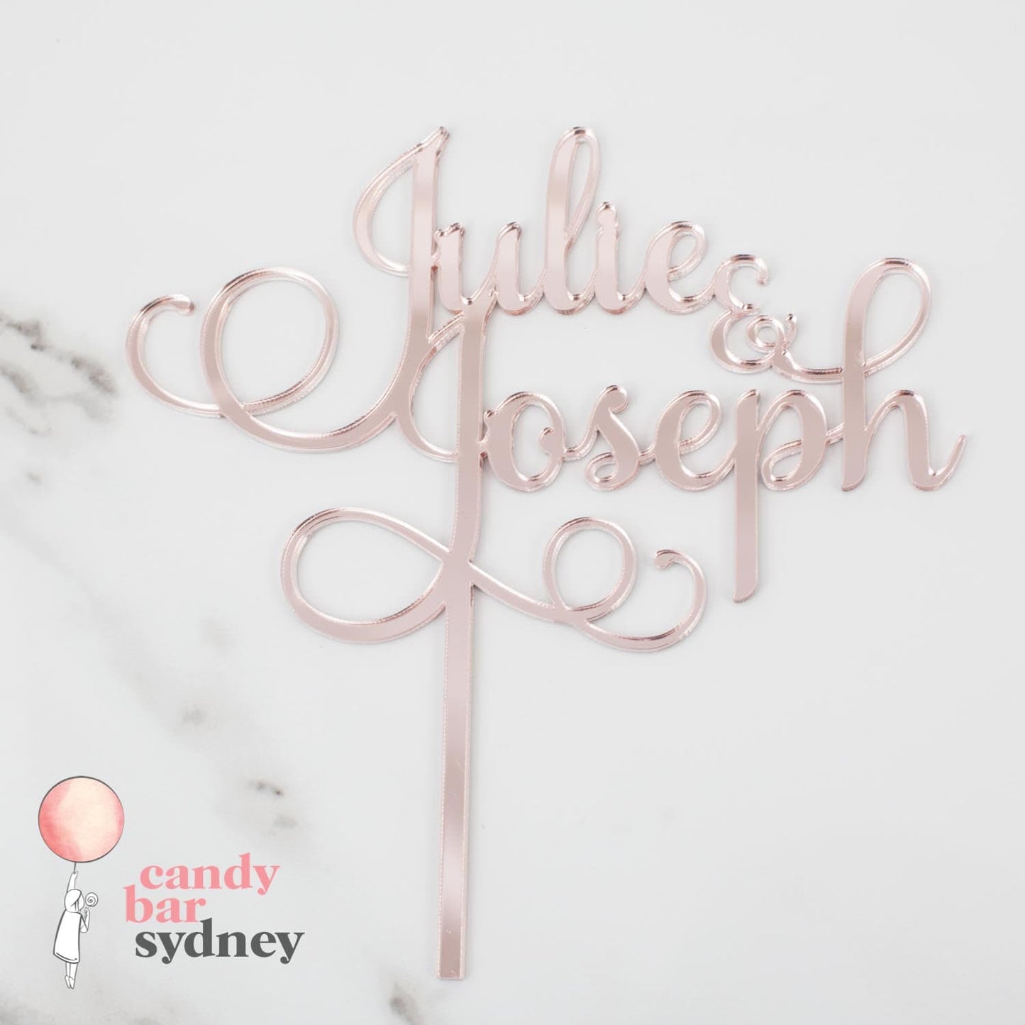 Custom Couple Names Wedding Cake Topper Style 2 - Custom Cake Toppers - Rose Gold Cake Toppers - Letterfy 