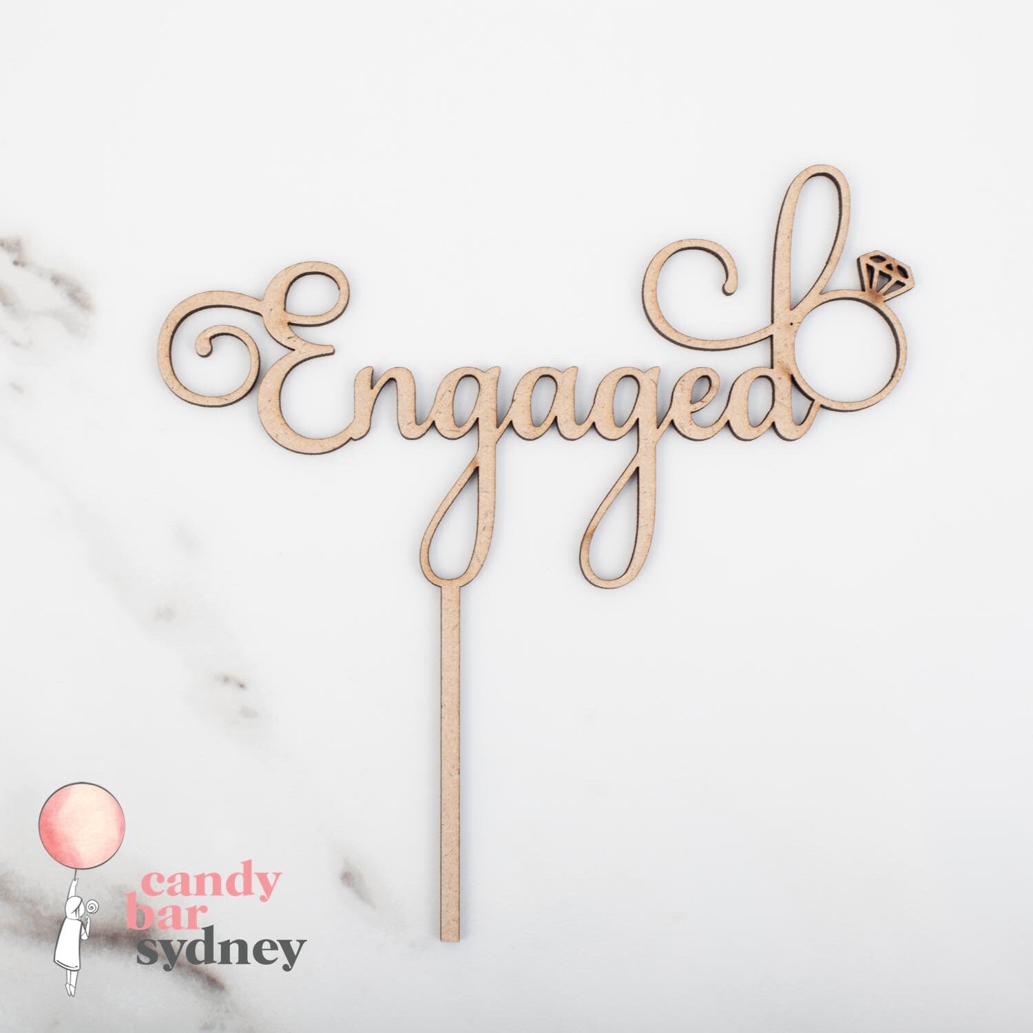 Engaged Cake Topper Style 2 - Engagement Party Cake Topper - Rose Gold Custom Cake Topper - Letterfy 