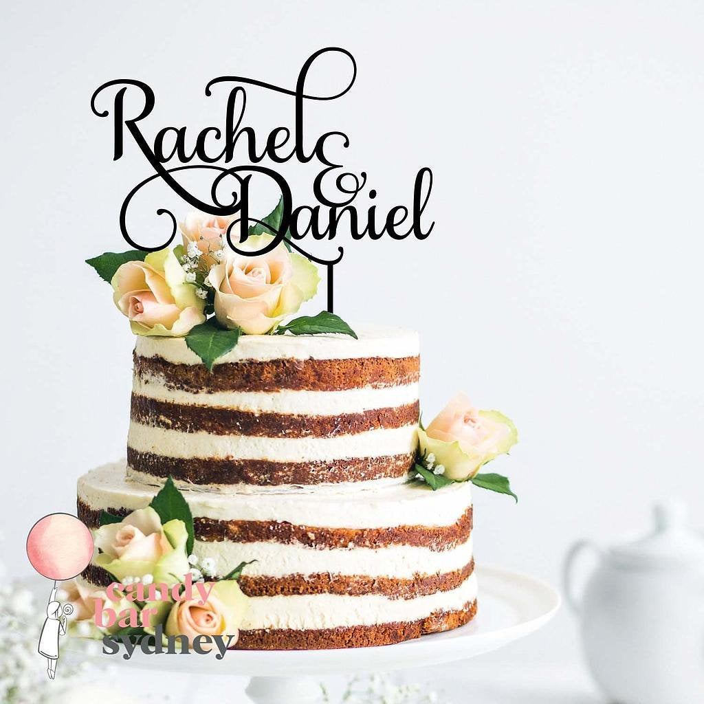 Custom Couple Names Wedding Cake Topper Style 2 - Custom Cake Toppers - Rose Gold Cake Toppers - Letterfy 