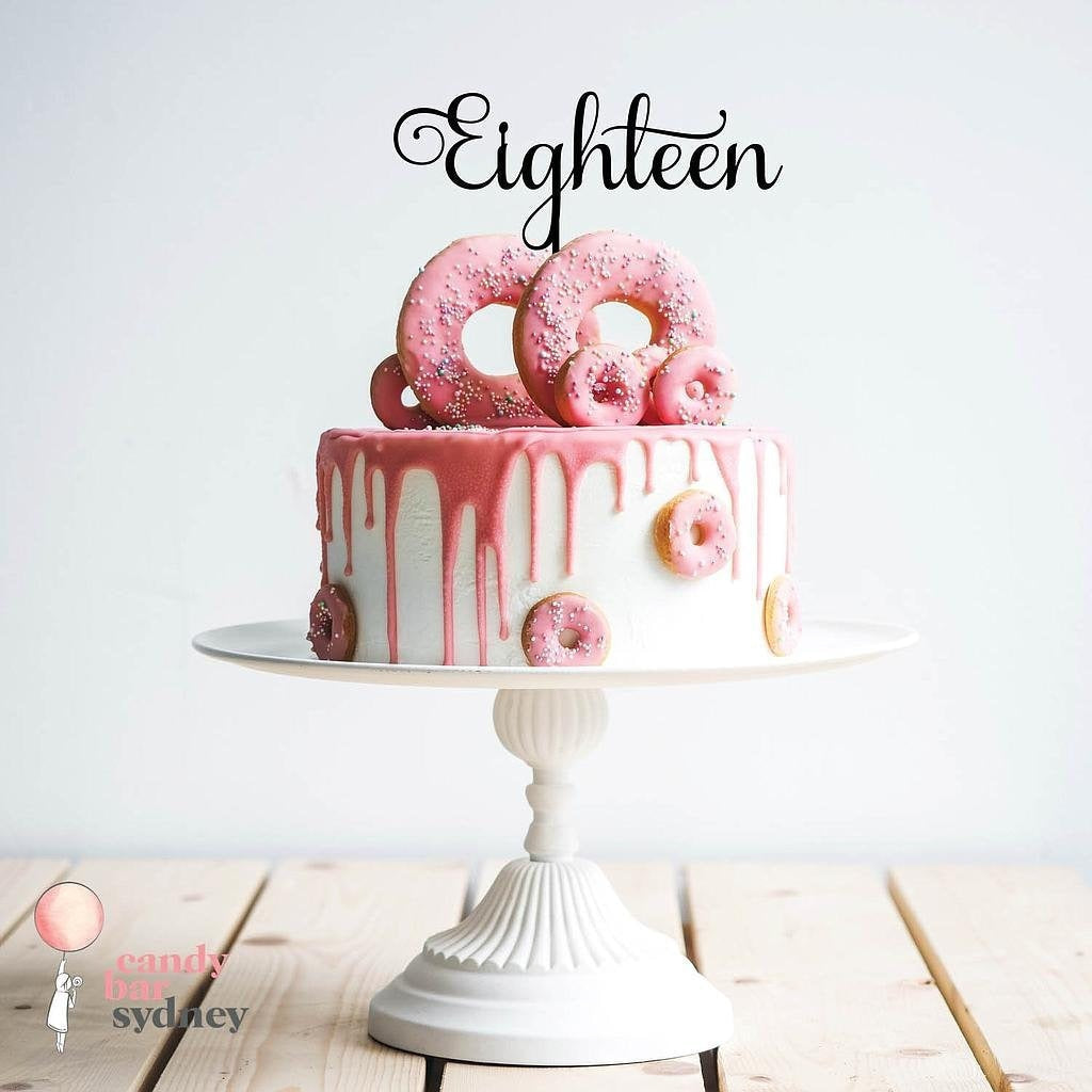 Eighteen 18th Birthday Cake Topper Style 1 - Eighteen Cake Toppers - Rose Gold Cake Toppers - Letterfy 