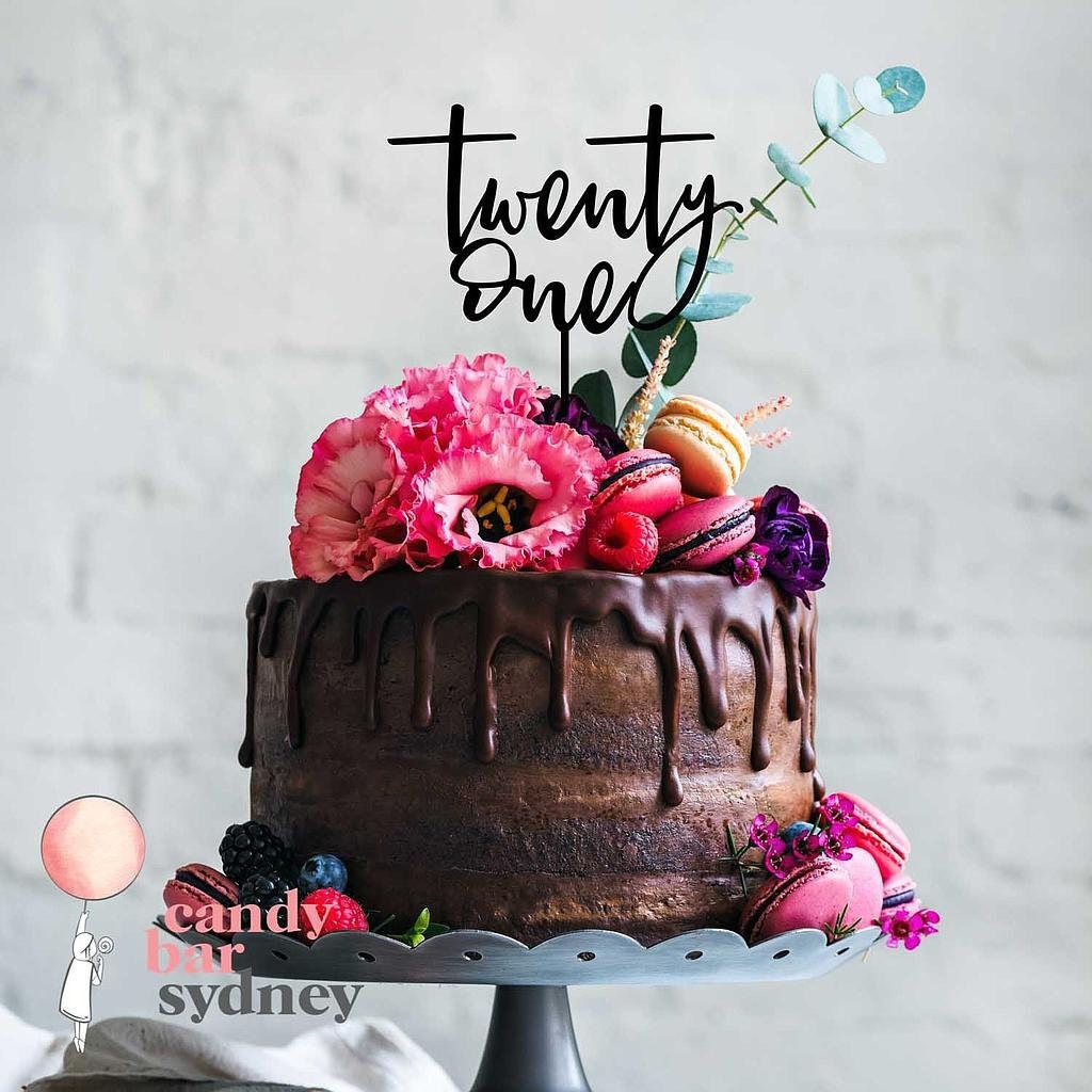 Twenty One 21st Birthday Cake Topper Style 3 - 21st Cake Toppers - Rose Gold Cake Toppers - Letterfy 