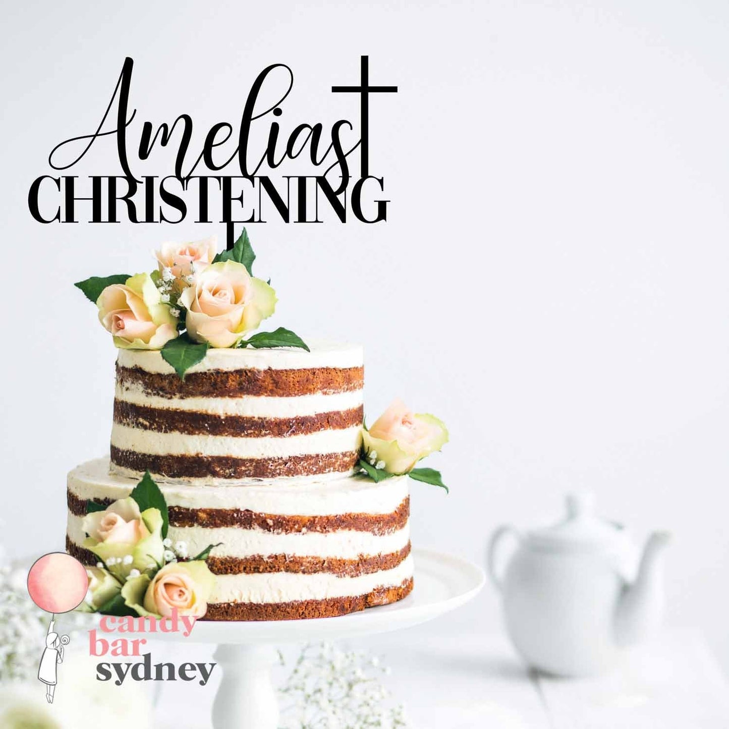 Personalised Christening Cake Topper - Custom Cake Toppers - Baptism Cake Toppers - Letterfy 