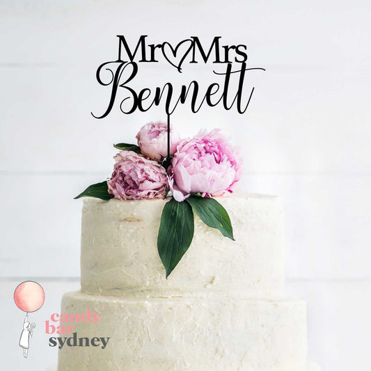 Mr & Mrs Personalised Wedding Cake Topper Style 2- Custom Cake Toppers - Acrylic Wedding Cake Toppers - Letterfy 