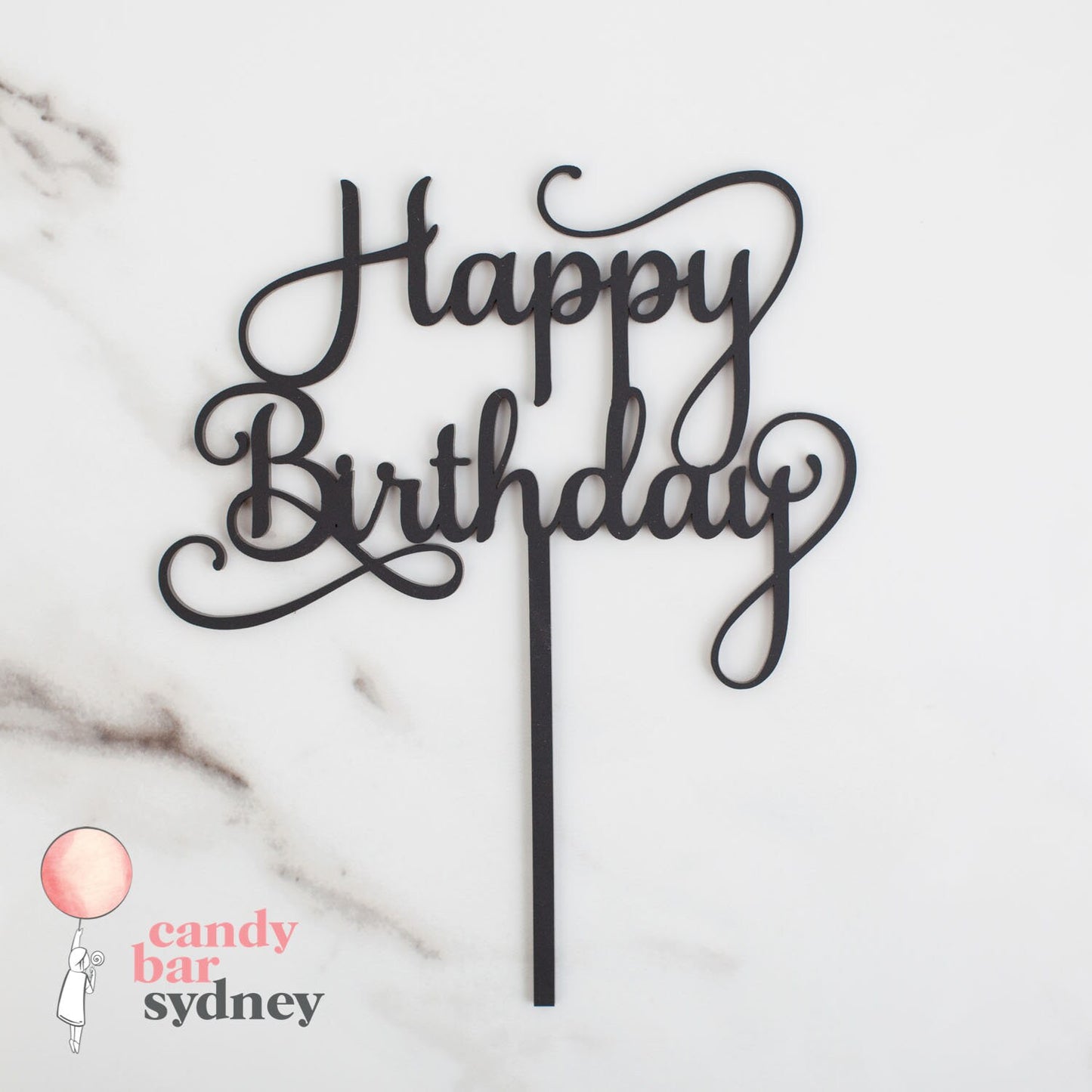 Happy Birthday Cake Topper - Cursive Style 1 - Custom Cake Toppers - Rose Gold Cake Toppers - Letterfy 