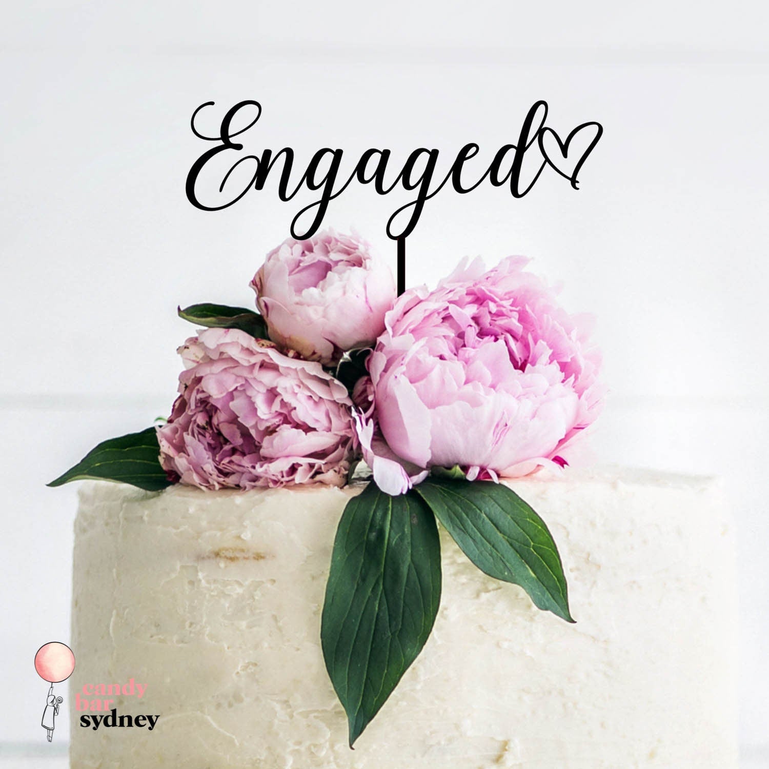 Engaged Cake Topper Style 3 - Custom Cake Toppers - Engagement Cake Toppers - Letterfy 