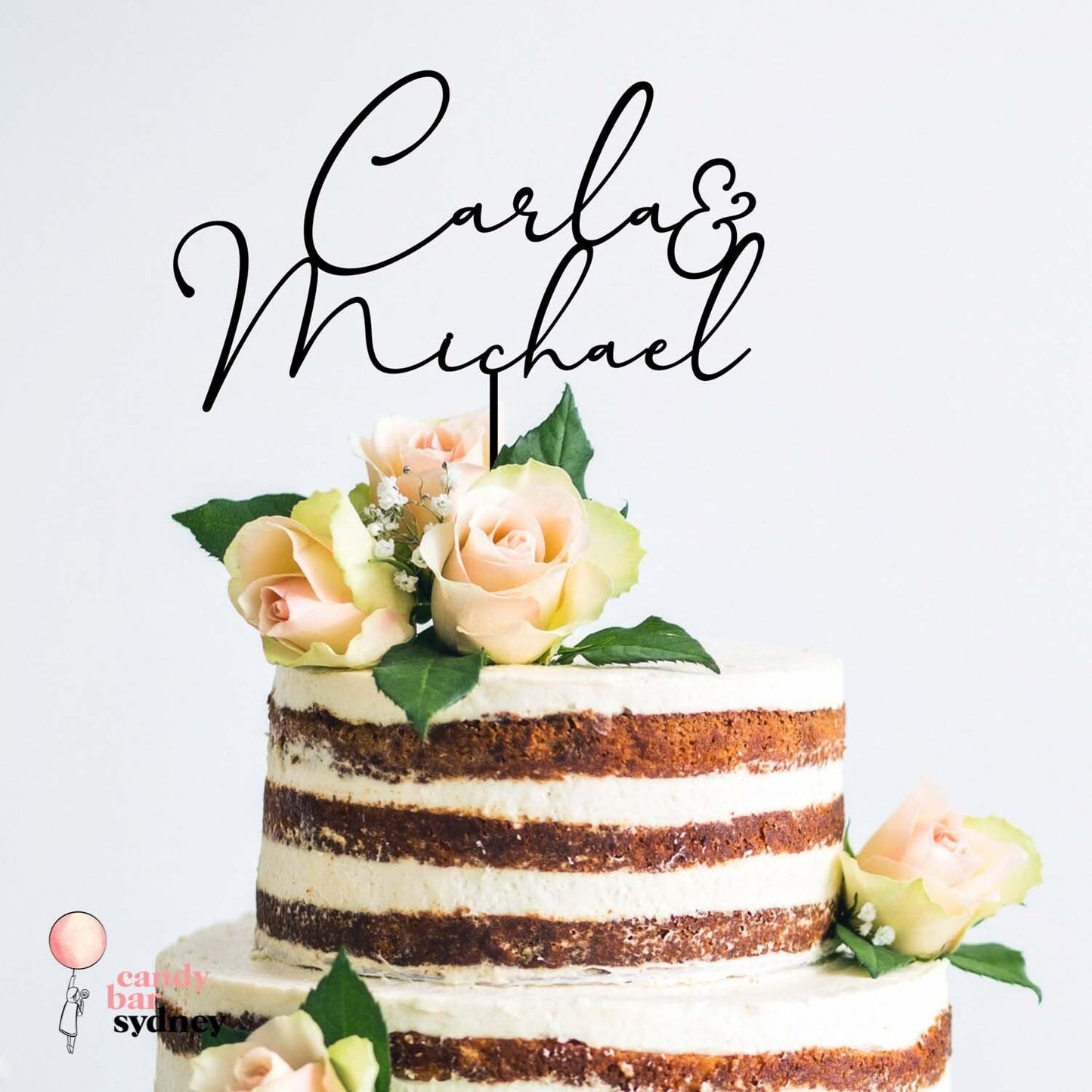 Custom Couple Names Wedding Cake Topper Style 5 - Custom Cake Toppers - Personalised Cake Toppers - Letterfy 