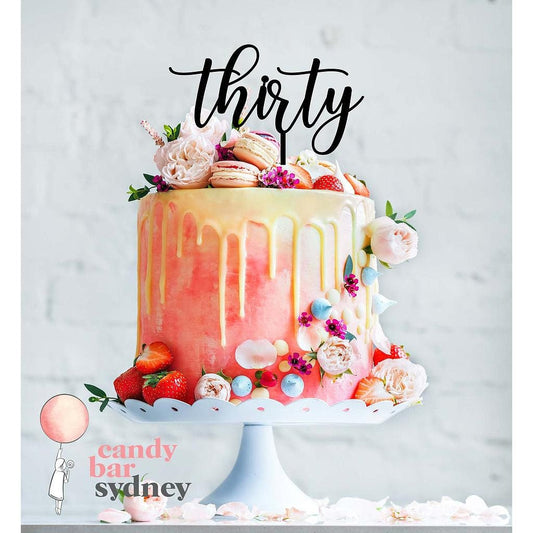 Thirty 30th Birthday Cake Topper Style 3 - Thirty Cake Topper - Rose Gold Cake Toppers - Letterfy 