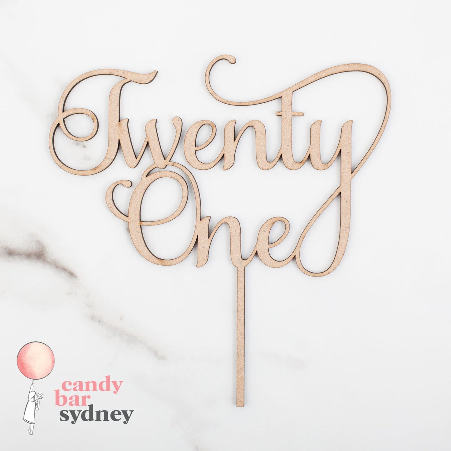 Twenty One Birthday Cake Topper Style 1 - 21st Cake Topper - Rose Gold Script Cake Topper - Letterfy 