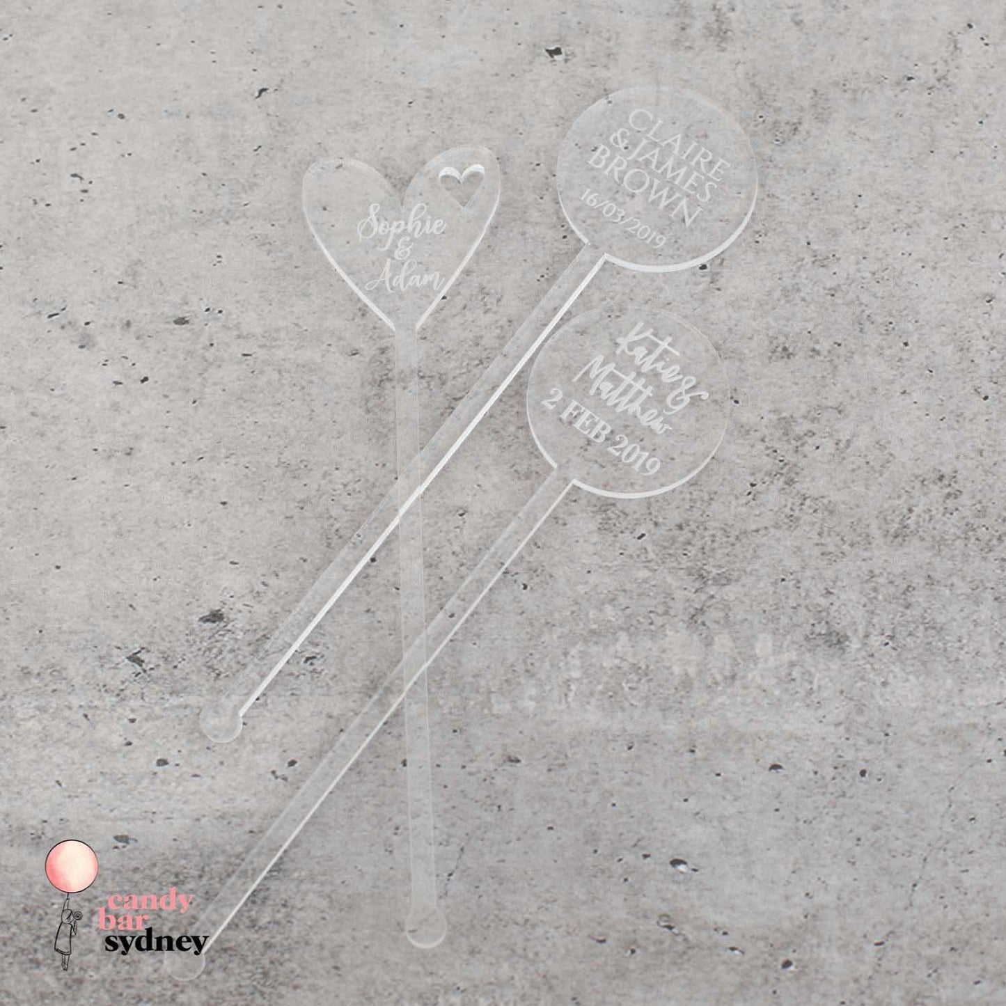 Personalised Drink Stirrers Style 3 - Custom Wedding Gifts - Acrylic Drink Stirrer Swizzle Sticks - Letterfy 