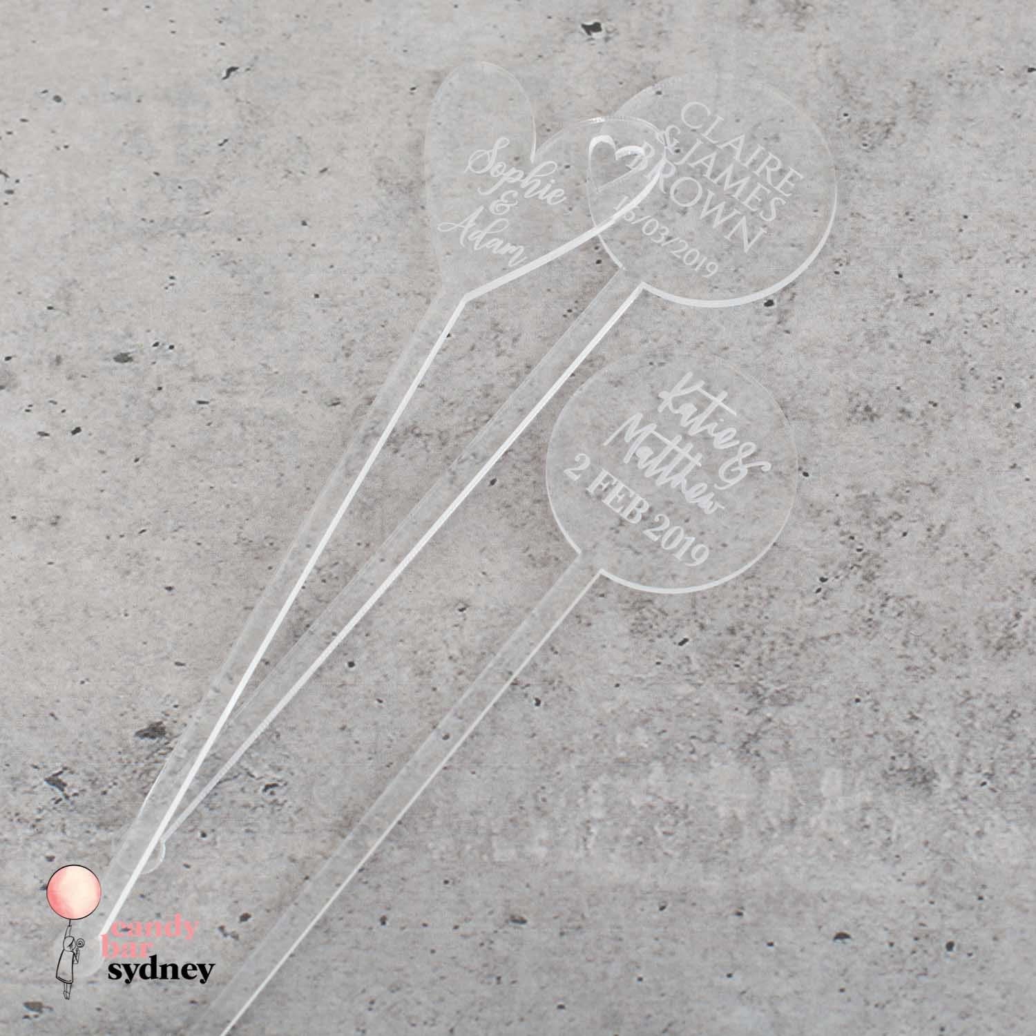 Personalised Drink Stirrers Style 3 - Custom Wedding Gifts - Acrylic Drink Stirrer Swizzle Sticks - Letterfy 