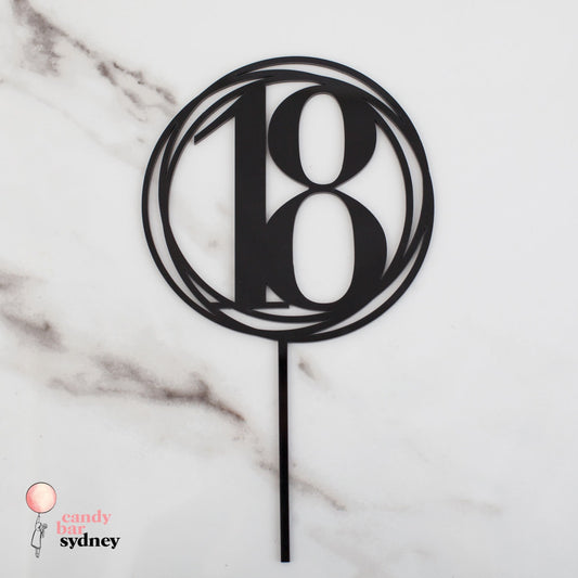 Swirl 18 Eighteenth Birthday Cake Topper - 18 Cake Topper - Custom Cake Toppers - Letterfy 