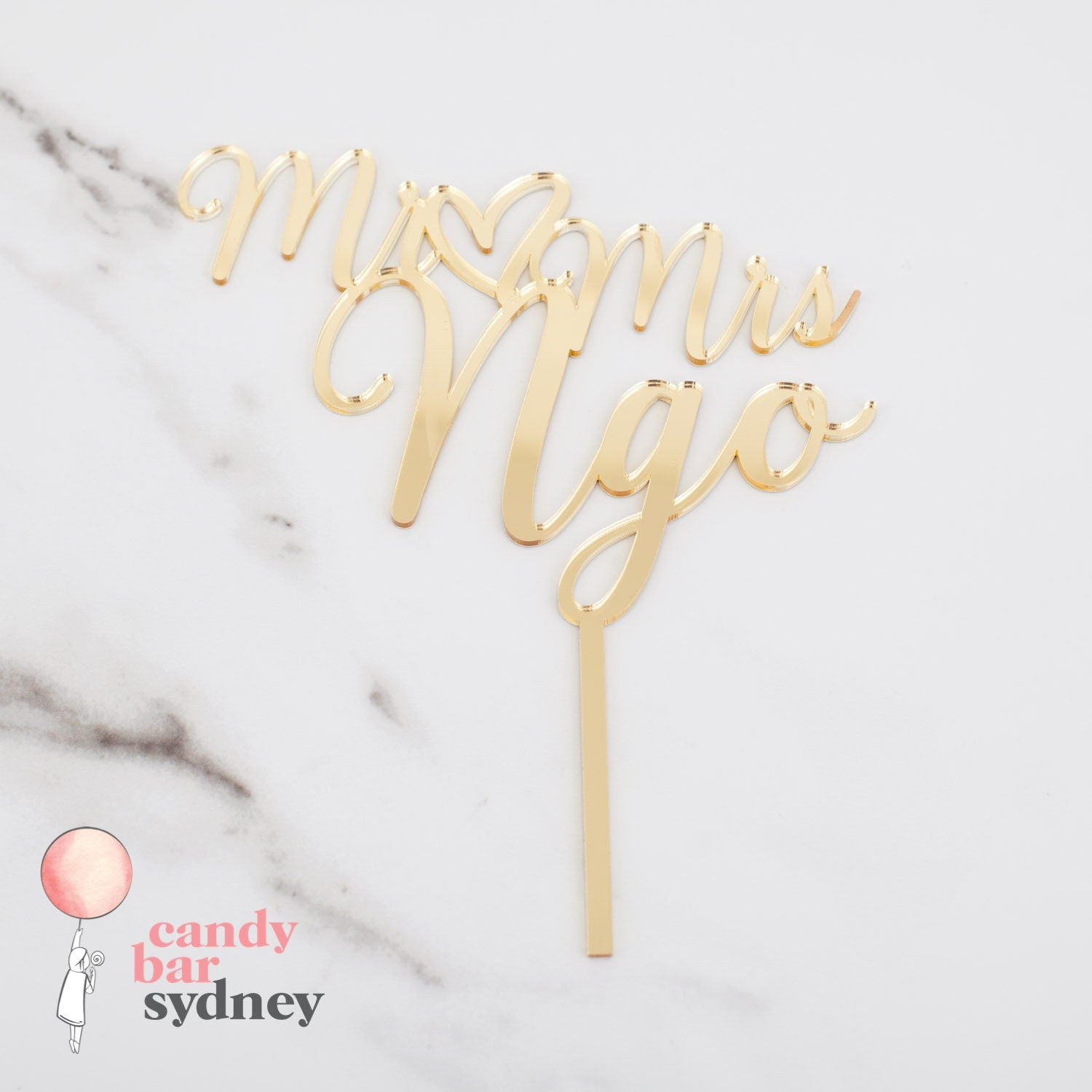 Mr & Mrs Personalised Wedding Cake Topper Style 4 - Custom Cake Toppers - Acrylic Wedding Cake Toppers - Letterfy 