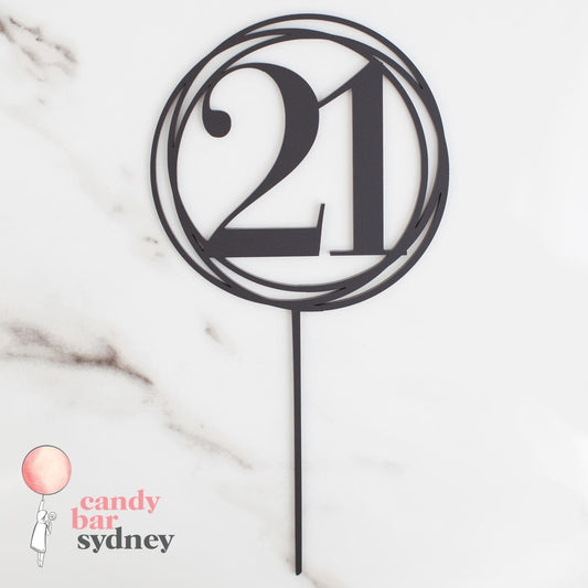 Swirl 21 Twenty First Birthday Cake Topper - 21st Cake Topper - Custom Cake Toppers - Letterfy 