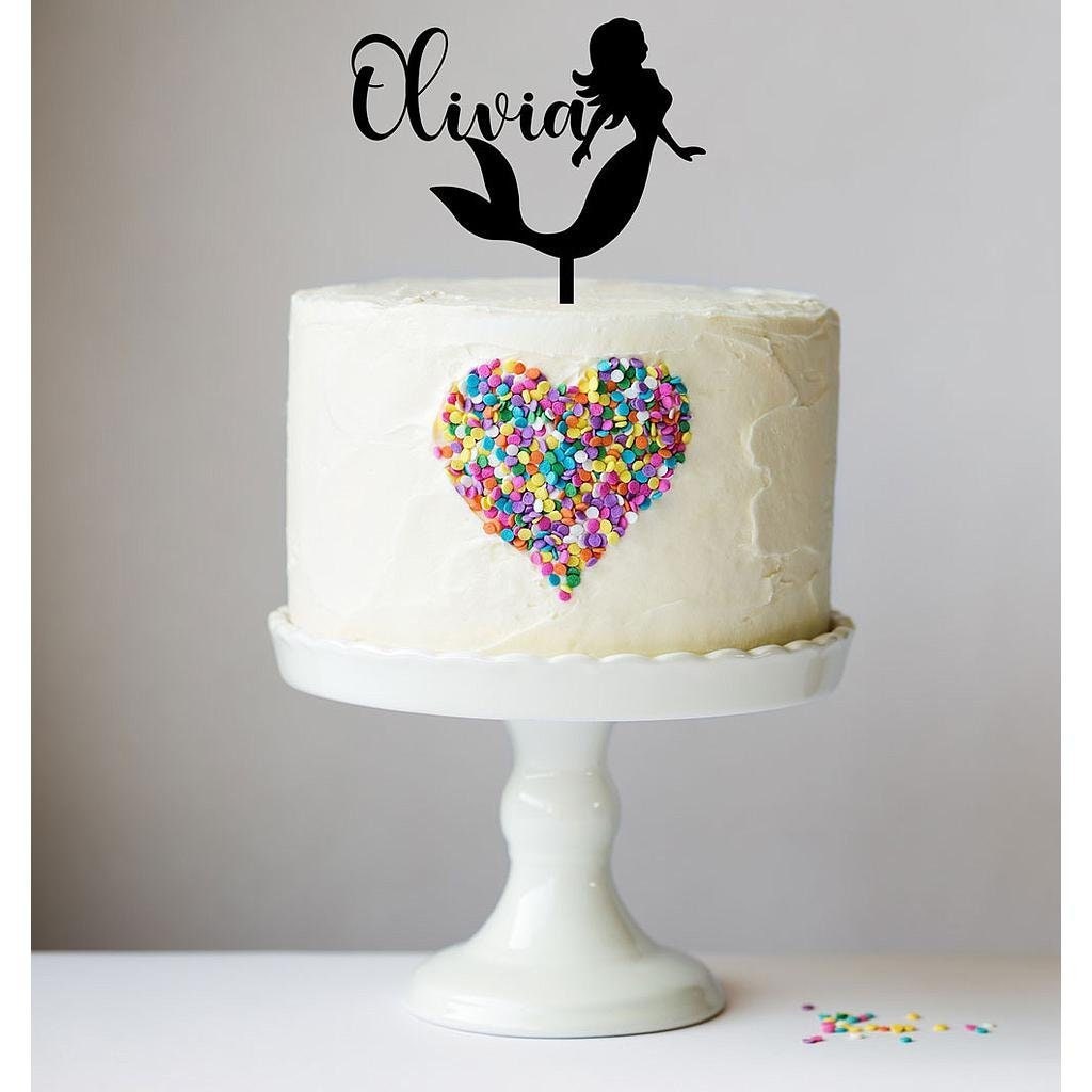 Custom Mermaid Birthday Cake Topper - Girl's Birthday Party - Personalised Cake Topper - Letterfy 