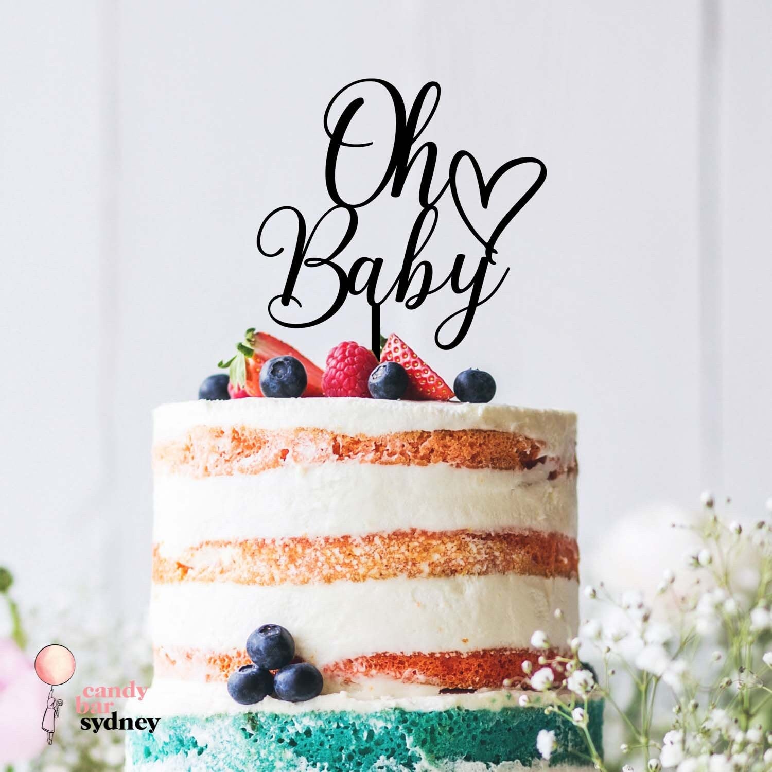 Oh Baby' Baby Shower Cake Topper Style 4 - Rose Gold Cake Topper - Baby Shower Party - Letterfy 