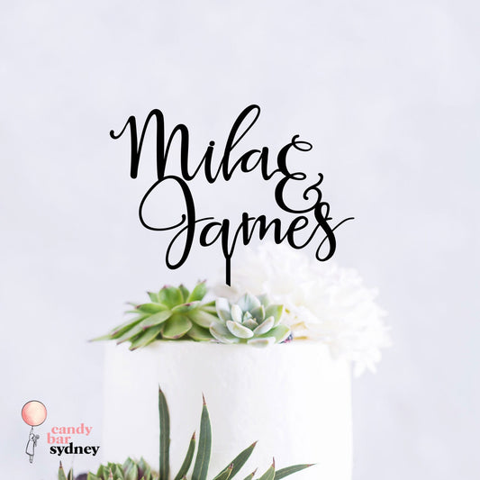 Custom Couple Names Wedding Cake Topper Style 6 - Custom Cake Toppers - Personalised Cake Toppers - Letterfy 