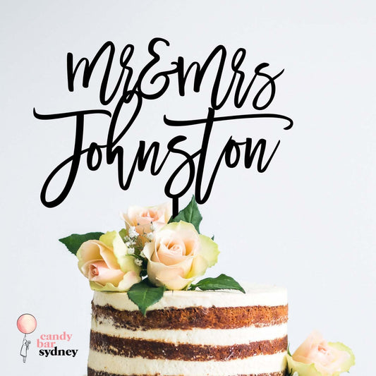 Mr & Mrs Personalised Wedding Cake Topper Style 6 - Wedding Cake Decorations - Custom Cake Toppers - Letterfy 