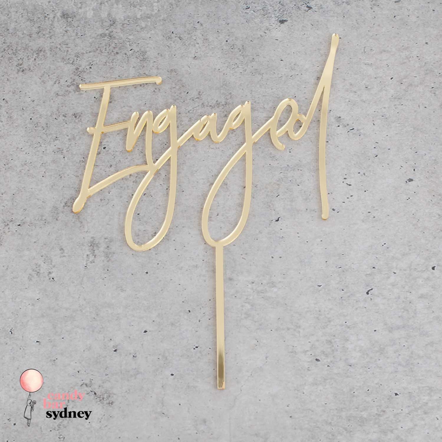 Engaged Cake Topper - Modern Script - Custom Cake Toppers - Engagement Cake Toppers - Letterfy 