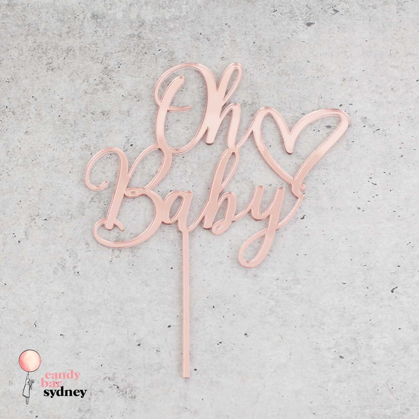 Oh Baby' Baby Shower Cake Topper Style 4 - Rose Gold Cake Topper - Baby Shower Party - Letterfy 