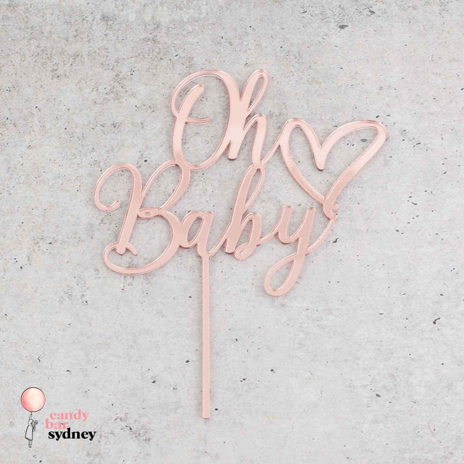 Oh Baby' Baby Shower Cake Topper Style 4 - Rose Gold Cake Topper - Baby Shower Party - Letterfy 