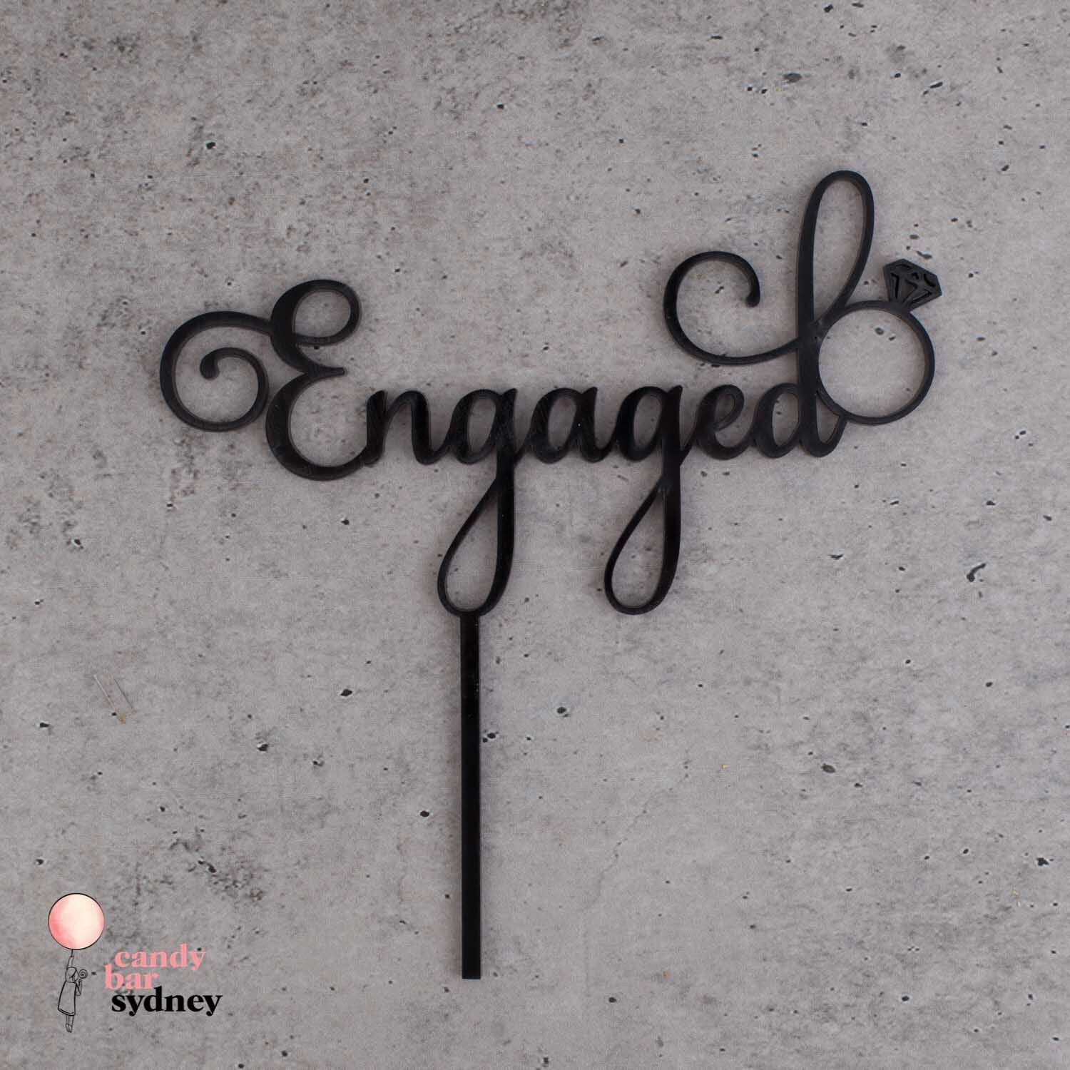 Engaged Cake Topper Style 2 - Engagement Party Cake Topper - Rose Gold Custom Cake Topper - Letterfy 