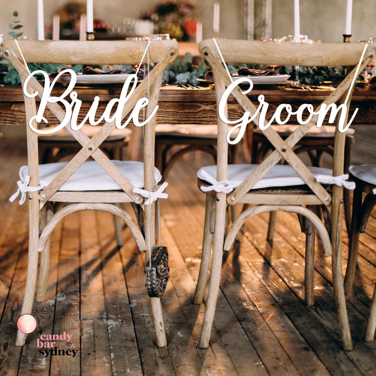 Bride & Groom Signs - Wooden Wedding Signs - Bride and Groom Chair Signs - Letterfy 