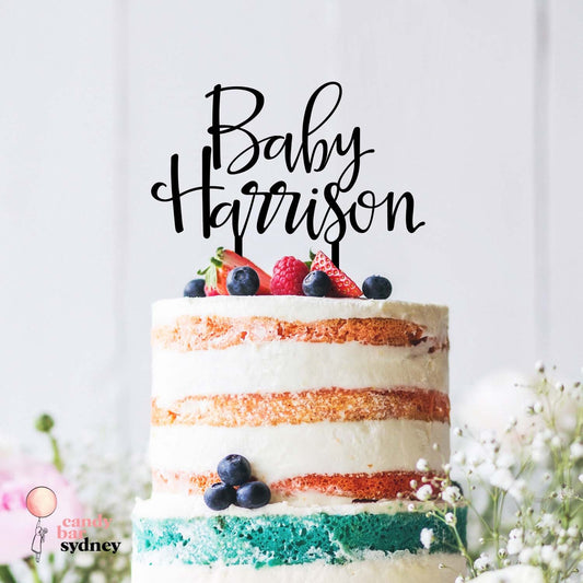 Personalised Baby Shower Cake Topper Style 4 - Custom Cake Toppers - Acrylic Cake Toppers - Letterfy 