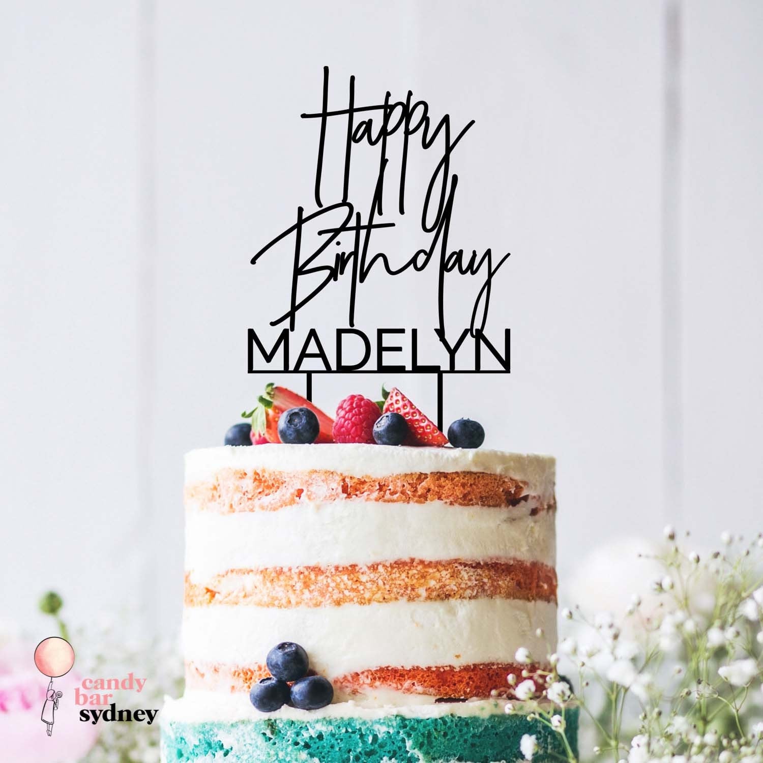 Custom Birthday Cake Topper - Modern Script - Personalised Birthday Cake Toppers - Personalised Cake Toppers - Letterfy 