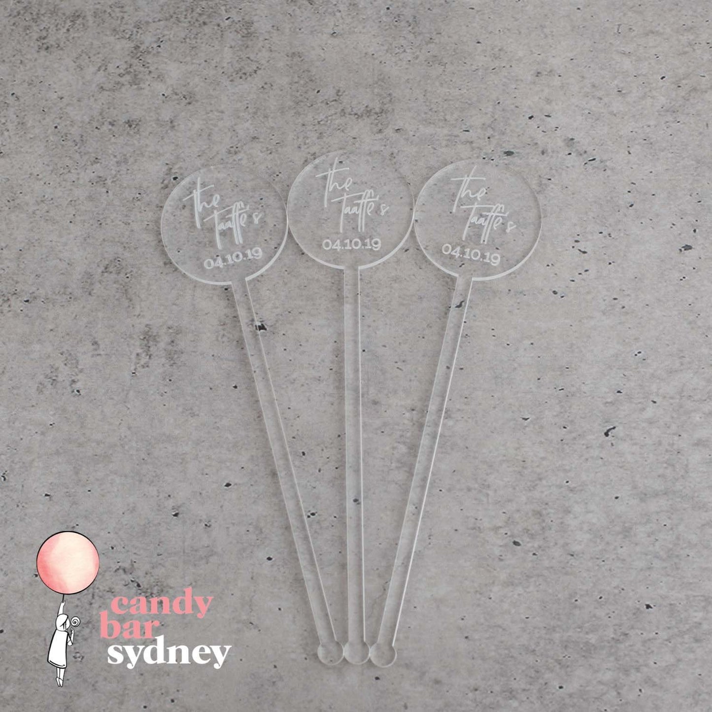 Personalised Drink Stirrers Style 5 - Custom Wedding Gifts - Acrylic Drink Stirrer Swizzle Sticks - Letterfy 