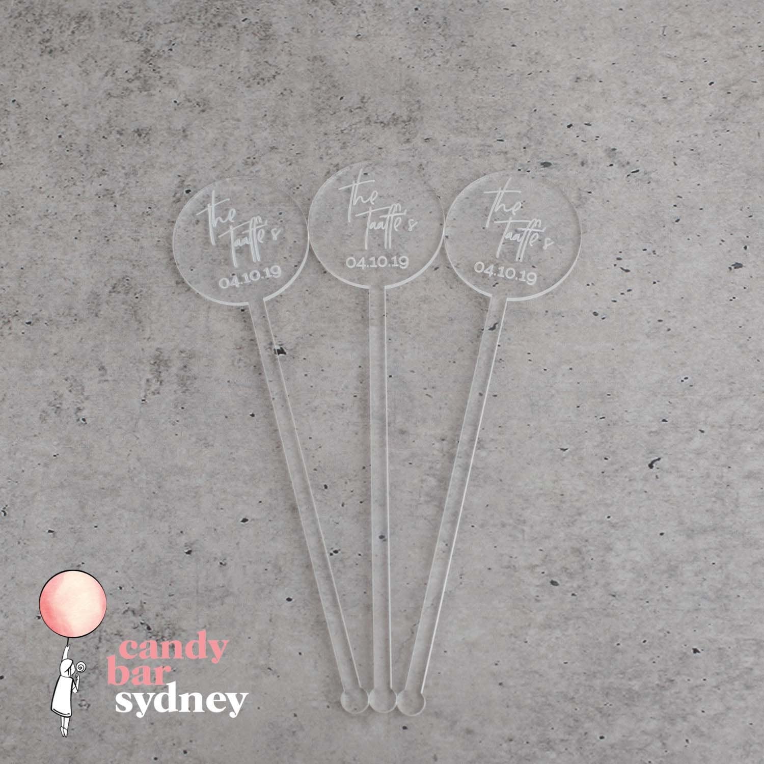 Personalised Drink Stirrers Style 5 - Custom Wedding Gifts - Acrylic Drink Stirrer Swizzle Sticks - Letterfy 