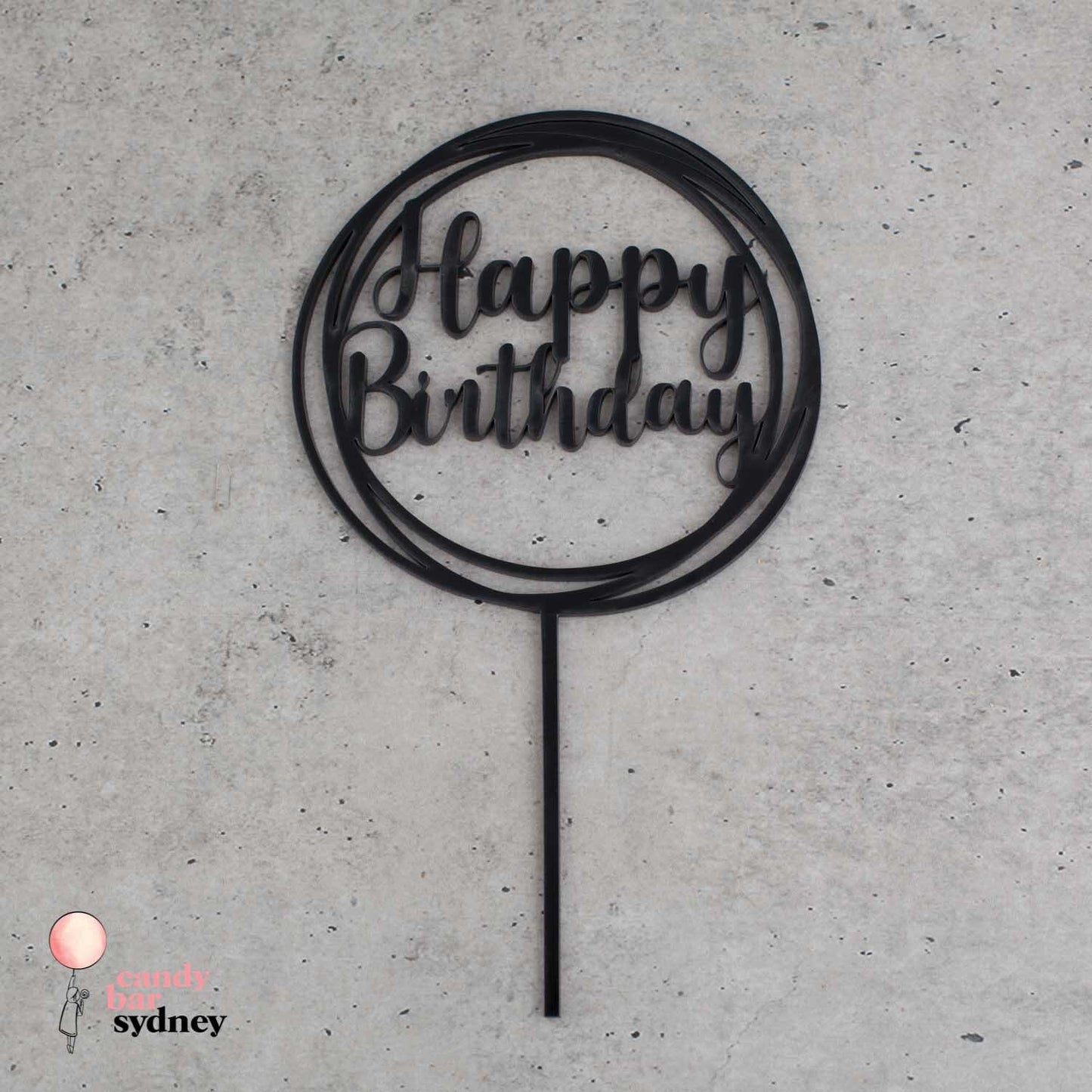 Round Swirl Happy Birthday Cake Topper - Birthday Party Decorations - Birthday Cake - Letterfy 