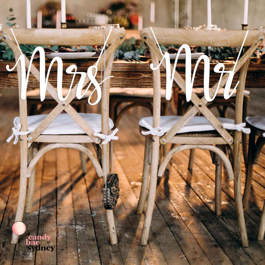 Mr & Mrs Chair Signs - Wooden Wedding Signs - Bride and Groom Chair Signs - Letterfy 