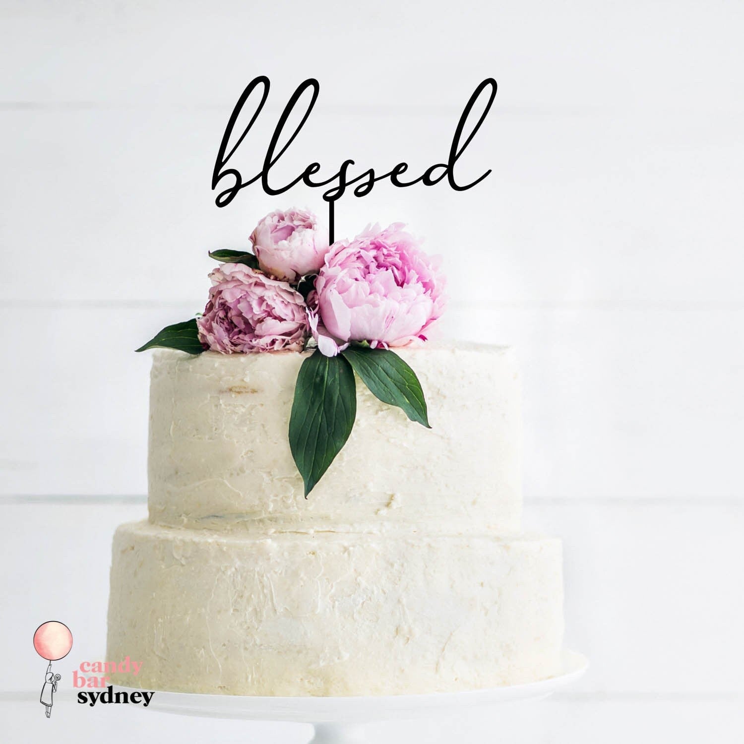 Blessed Cake Topper - Script Custom Cake Toppers - Baptism Cake Topper ...