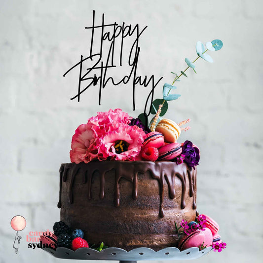 Modern Script Happy Birthday Cake Topper - Birthday Party Decorations - Birthday Cake Topper - Letterfy 